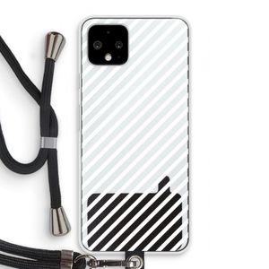 Strepen zwart-wit: Pixel 4 Transparant Hoesje met koord