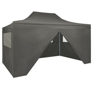 VidaXL Partytent met 4 zijwanden inklapbaar 3x4 m staal antraciet