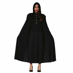 Cape met capuchon - 135 cm - zwart - polyester - carnaval - verkleedfeesten - voor volwassenen