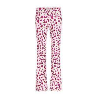 Fabienne Chapot flared broek Eva met all over print wit/ roze