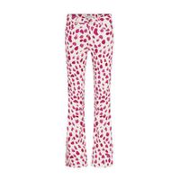Fabienne Chapot flared broek Eva met all over print wit/ roze - thumbnail