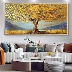 mintura handgemaakte 3d gouden toren boom landschap olieverfschilderijen op canvas muur kunst decoratie moderne abstracte foto voor home decor gerold frameloze ongespannen schilderij Lightinthebox