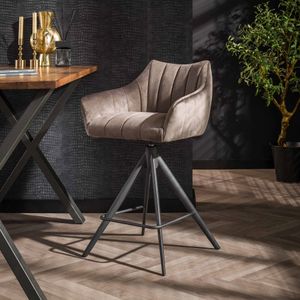 LifestyleFurn Draaibare Barstoel Moritz Velvet - Antraciet (zithoogte 68cm)