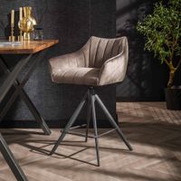 LifestyleFurn Draaibare Barstoel Moritz Velvet - Antraciet (zithoogte 68cm)