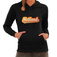Zwarte hoodie Holland / Nederland supporter Holland met Nederlandse wimpel EK/ WK voor dames - thumbnail