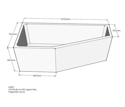 Xenz beterbad baddrager voor lagoon compact links 170x75cm