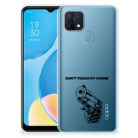 OPPO A15 Silicone-hoesje Gun Don't Touch My Phone - thumbnail