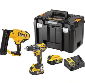 DeWalt DCK282P2T | Combiset | Schroef-boormachine DCD791 + 18Ga Afwerktacker DCN680 | 18V XR | Brushless  2x5.0Ah | in TSTAK - DCK282P2T-QW