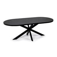 Stalux Plat ovale eettafel 'Noud' 180 x 100, kleur zwart / zwart marmer