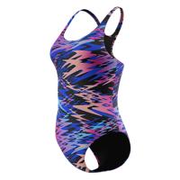Speedo Hyperboom Print Medalist badpak zwart/roze dames