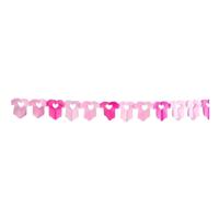 Folat baby thema slinger met rompertjes - 6m - geboorte versiering meisjes - roze - papier