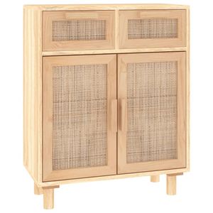 vidaXL Dressoir 60x30x75 cm massief grenenhout en rattan bruin