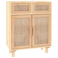 vidaXL Dressoir 60x30x75 cm massief grenenhout en rattan bruin