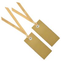 Santex cadeaulabels met lintje - set 24x stuks - goud - 3 x 7 cm - naam tags - Cadeauversiering - thumbnail