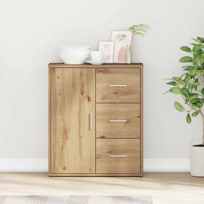 Dressoir artisanaal eikenkleurig 60 x 31 x 70 cm Bewerkt hout