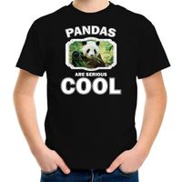 Dieren panda t-shirt zwart kinderen - pandas are cool shirt jongens en meisjes XL (158-164)  -