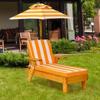 Kinderligstoel met Parasol Kinderligstoel Hout 106 x 49 x 106 cm Geel + Wit