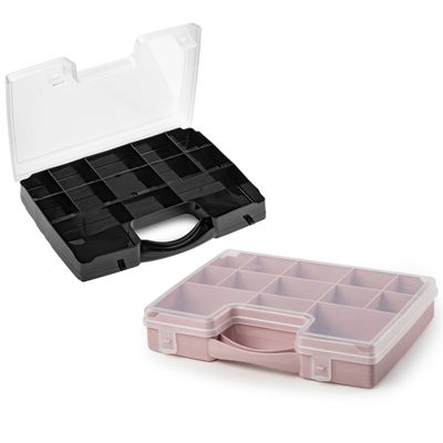 Forte Plastics - Opberg vakjes doos/Sorteerbox - 13-vaks kunststof - 27 x 20 x 3 cm - zwart en oud r Forte Plastics - Opberg vakjes doos/Sorteerbox - 13-vaks kunststof - 27 x 20 x 3 cm - zwart en oud r