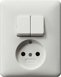 Gira combinatie serieschakelaar en wandcontactdoos zonder randaarde zuiverwit mat