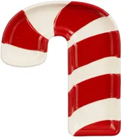 House of Seasons bord keramiek celebration zuurstok 16.5x14.5x2cm rood, wit