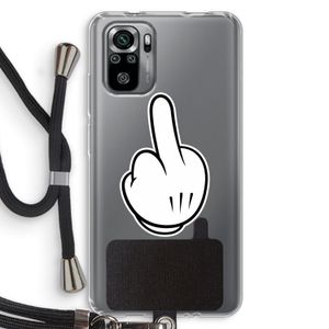 Middle finger white: Xiaomi Redmi Note 10S Transparant Hoesje met koord