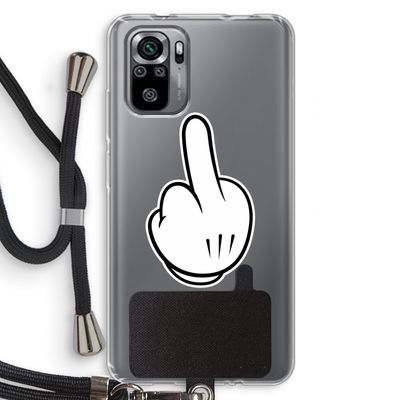 Middle finger white: Xiaomi Redmi Note 10S Transparant Hoesje met koord