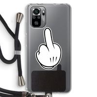 Middle finger white: Xiaomi Redmi Note 10S Transparant Hoesje met koord