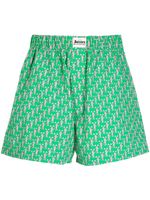 Natasha Zinko short de sport en coton à logo imprimé - Vert - thumbnail