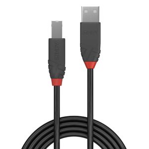 Lindy 36677 USB-kabel 10 m USB 2.0 USB A USB B Zwart, Grijs, Rood