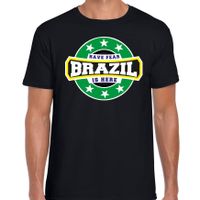 Have fear Brazil is here / Brazilie supporter t-shirt zwart voor heren - thumbnail