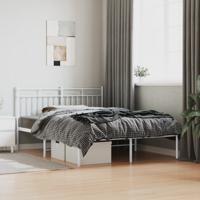 Bedframe met hoofdbord metaal wit 140x200 cm