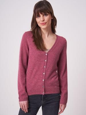 Basic fijngebreid vest met V-hals van biologisch cashmere