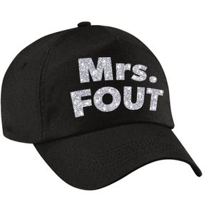 Mrs. FOUT pet /cap zwart met zilver bedrukking dames