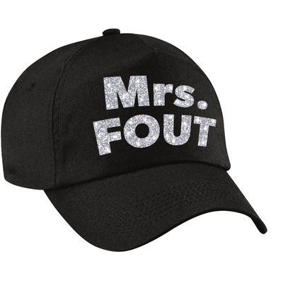 Mrs. FOUT pet /cap zwart met zilver bedrukking dames Mrs. FOUT pet /cap zwart met zilver bedrukking dames