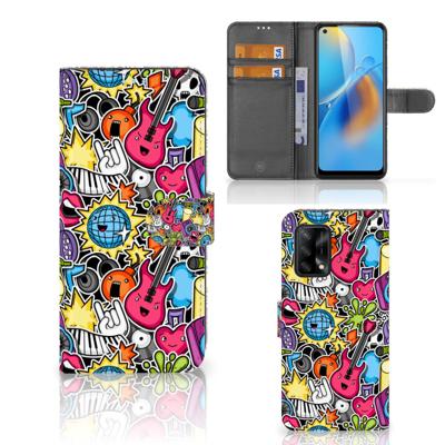OPPO A74 4G | Wallet Case | met Pasjes | Punk Rock