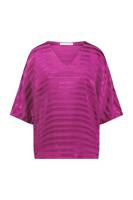 Studio Anneloes Birgitta Satin Stripe Top 11122 T-shirt Korte Mouw 5500 New Fuchsia