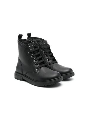 Geox Kids bottes en cuir à lacets - Noir
