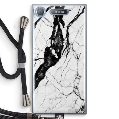 Witte marmer 2: Sony Xperia XZ1 Transparant Hoesje met koord
