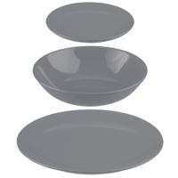 Servies set Colorama uni - 18-delig - grijs - aardewerk dinerservies - tafelservies - 6 personen