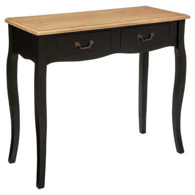 Bijzettafel/nachtkastje Palace - zwart/naturel - MDF hout - 2 lade - 87 x 34 x 78 cm