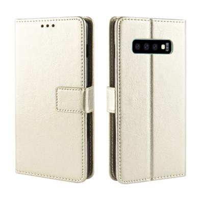 Retro Crazy Horse Texture horizontale flip lederen case voor Galaxy S10 (5G) met houder & kaart slots & foto frame (goud)