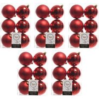 30x Kerstboom decoratie kerstballen mix kerst rood