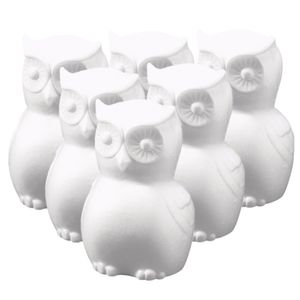 Set van 6x stuks piepschuim uilen vogels knutselfiguur 22 cm