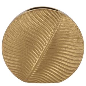 Bloemenvaas Inga Leaf - plat model - goud - 33 x 12 cm - moderne vaas - bladmotief