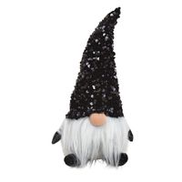 Pluche gnome/dwerg decoratie pop/knuffel zwart met glitter 29 cm - thumbnail