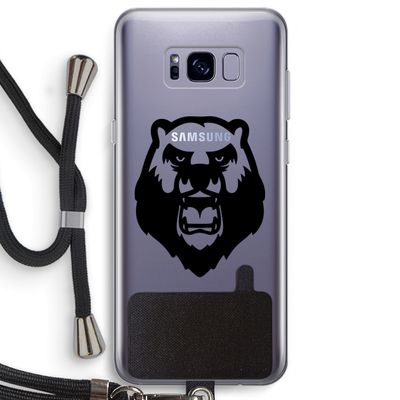 Angry Bear (black): Samsung Galaxy S8 Plus Transparant Hoesje met koord