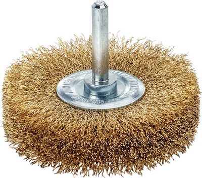 Lessmann Ronde borstel | d. 80 mm schacht 6 mm draaddikte 0,2 mm | messing 12 mm 15.000 omw/min | Max. toerental 15000 min-¹ | 1 stuk - 418543 418543