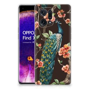 OPPO Find X5 TPU Hoesje Pauw met Bloemen