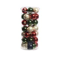 49x stuks glazen kerstballen donkergroen/rood/champagne 6 cm glans en mat - Kerstbal - thumbnail