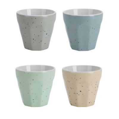 Excellent Houseware Espresso Koffiekopjes - 4x stuks - porselein - 90 ml - kleuren mix